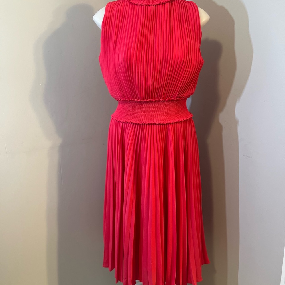 Nanette Lepore Red Sleeveless Pleated Sundress for Cocktail